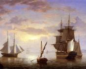 菲茨 休 莱恩 : Ships in a Harbor, Sunrise